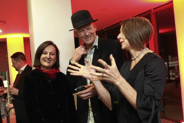 24/05/2016. Terry Kurgay, Ben Law-Viljoen and Bronwyb Law-Viljoen during the Sunday Times Literary Awards at Hill On Empire.
Picture: Masi Losi