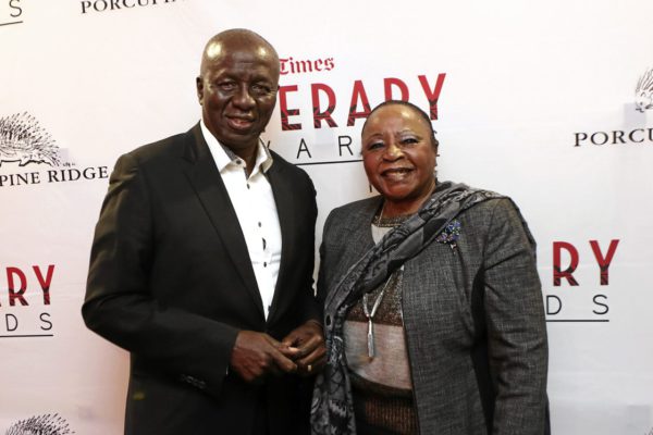 24/05/2016. Former Deputy Chief Justice Dikgang Moseneke and his wife Kabonina Moseneke during the Sunday Times Literary Awards at Hill On Empire.
Picture: Masi Losi