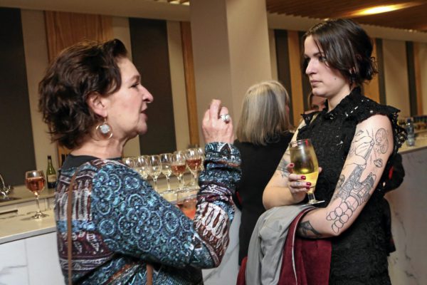 24/05/2016.Sarah Browne listens to Shelagh Foster before the start of the Sunday Times Literary Awards at Hill On Empire.
Picture: Masi Losi